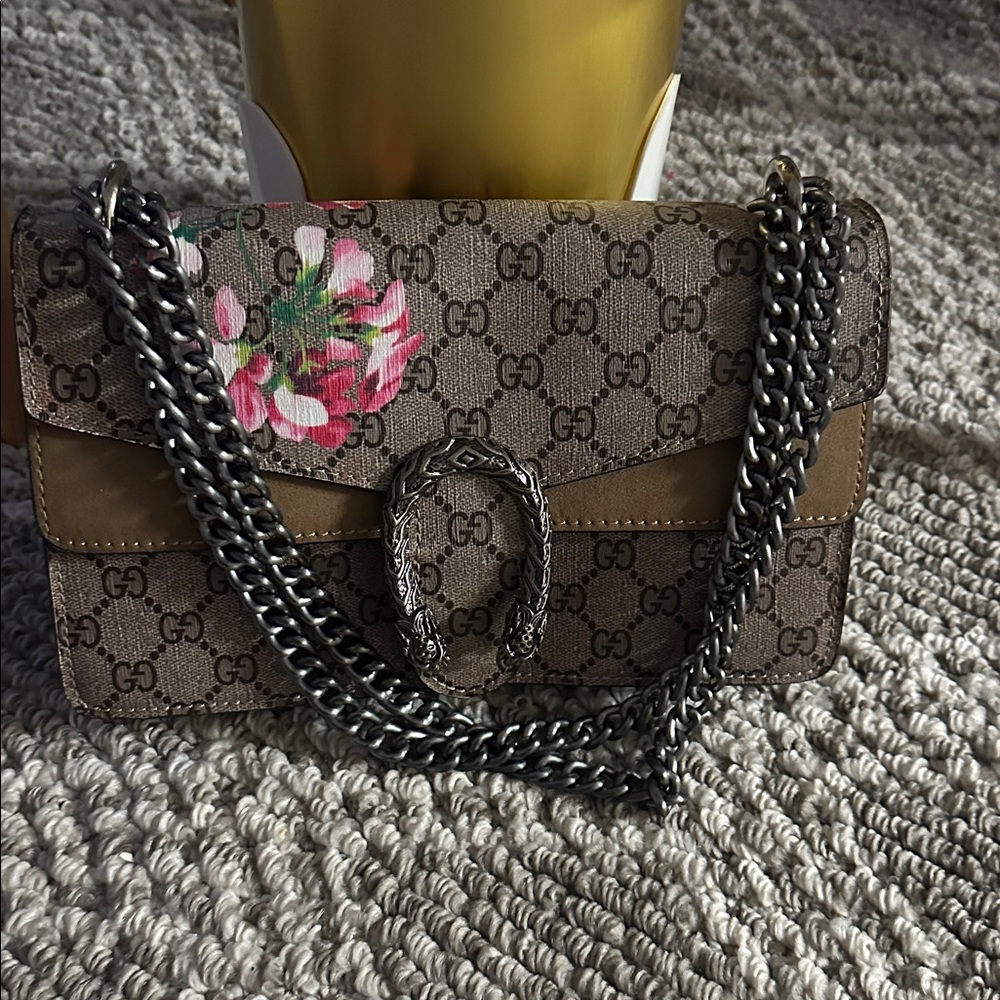 Gucci Tan Floral Shoulder Bag - Picture 4 of 6